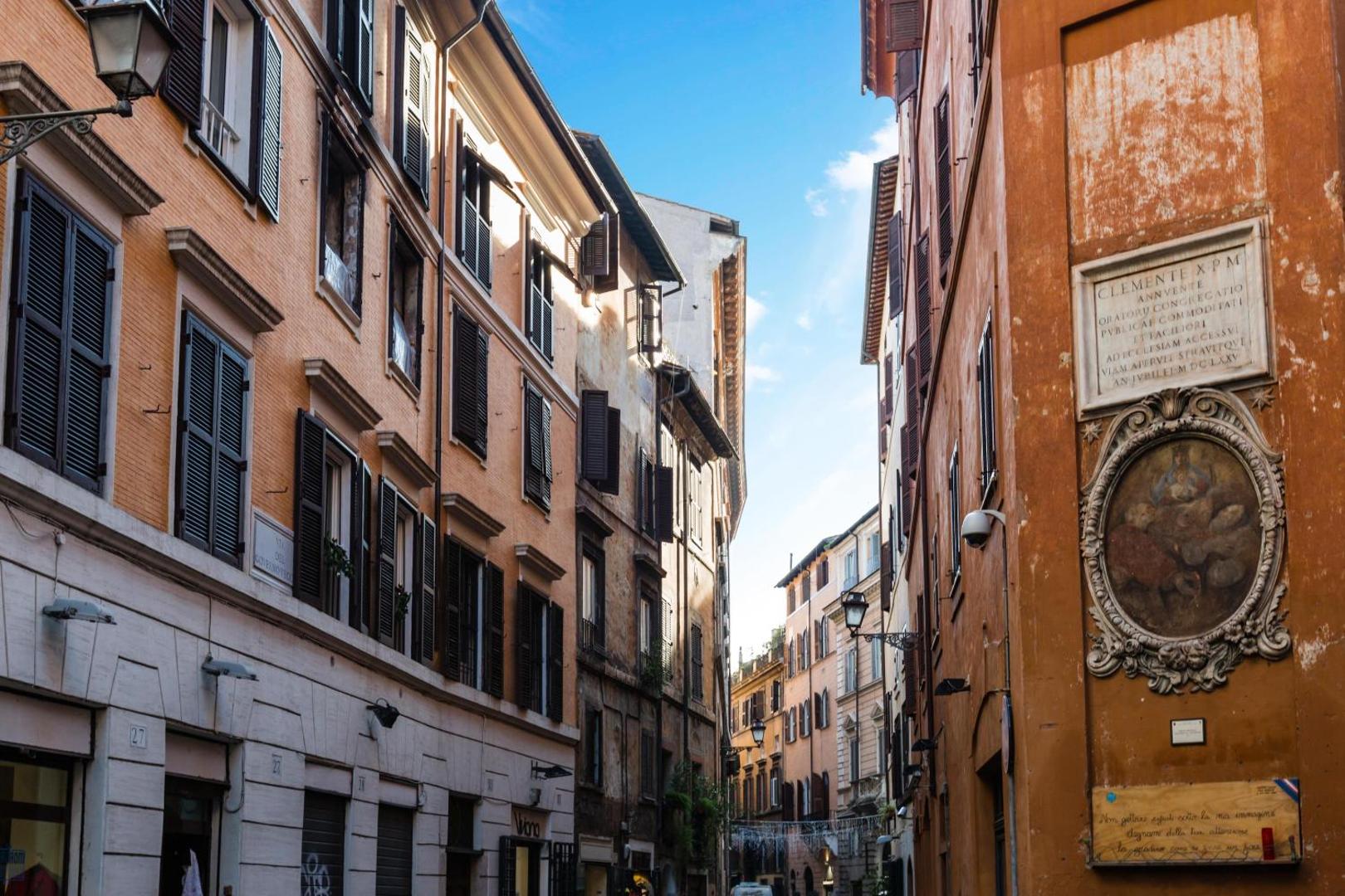 Via del Corallo, the quiet street outside the apartment